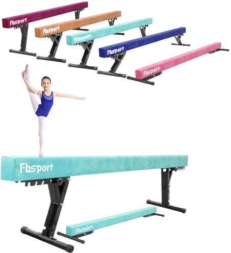 FBSPORT schwebebalken für zuhause schwebebalken Kinder schwebebalken höhenverstellbar Gymnastik Balance Beam 244CM, 5 Höhen Einstellbare High und Low Level Stabile Floor Beam Gym Trainingsgeräte Grün
