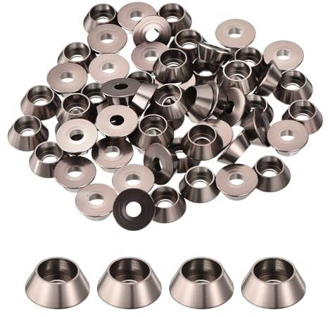 QUARKZMAN Rondelles en cône M4, rondelles de tête de coupe en aluminium anodisé pour vis RC/FPV/PC/Drone/Pièces de modèle d'accessoires mécaniques, paquet de 60 (Gris titane)