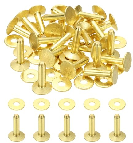 PATIKIL 11x4x16mm Rivets Et Rondelles En Cuir Attaches Métalliques | 24 Ensembles De Rivets Et Rondelles En Laiton, Pour Travail Du Cuir Ceintures Portefeuilles Colliers DIY Artisanat