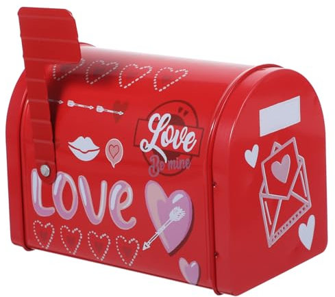 Cabilock Caja Dulce Latas De Galletas Con Tapas Juguete Buzón Tarro De Galletas San Valentin Recipientes Metalicos Para Caso De Azúcar Lata De Hojalata Rojo