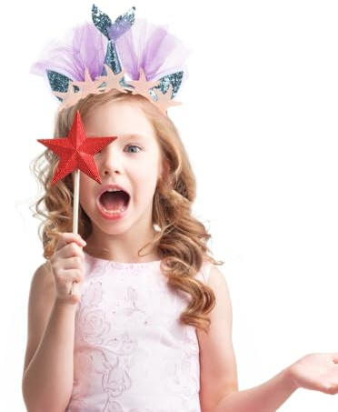 Healeved Glitzernde Meerjungfrau Haarband Mit Netzstoff Und Seestern Für Kinder Leichter Haarschmuck Für Kostümpartys Karneval Und Geburtstagsfeiern