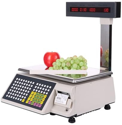 Registrierkasse für Kleinunternehmen, Etikettendruckwaage, Kassenwaage, Bonwaage, Etikettendruckerwaage, POS-Einzelhandelswaage mit Drucker für Einzelhandel, Restaurant, Supermarkt(15kg)