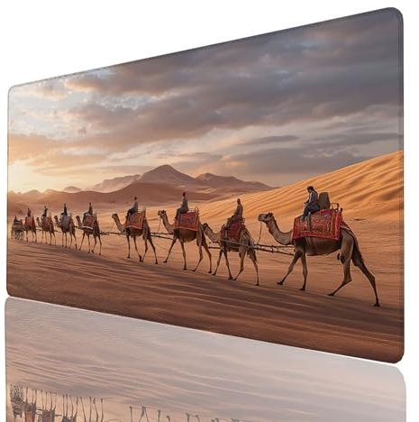 Tappetino Mouse Deserto 140x60x0.3cm, Tappetino Gaming Tramonto Sottomano Scrivania per Compatibile Con Tastiera Wireless e Mouse Wireless, Impermeabile Mousepad per Accessori Scrivania Gaming GYL2790