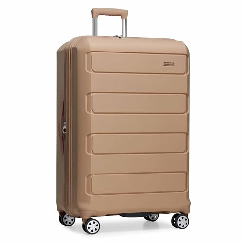 Traveler's Choice Pagosa Hardshell Expandable Luggage with Spinner Wheels, Latte Beige, 30-Inch Large