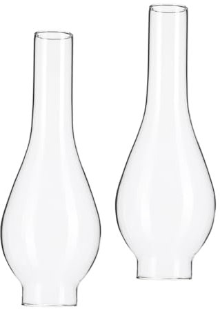Cabilock 2 Stück Glaszylinder für Öllampen Klarer Ersatzschirm für Petroleum und Öllampen 5cm Durchmesser Nostalgisch Gleichmäßiges Licht