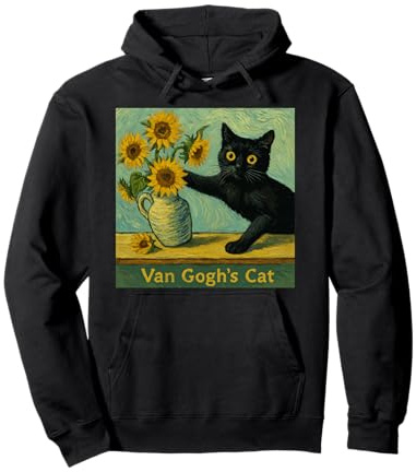 Van Gogh Chat Art Funny Tournesols Esthétique Humour Sweat à Capuche
