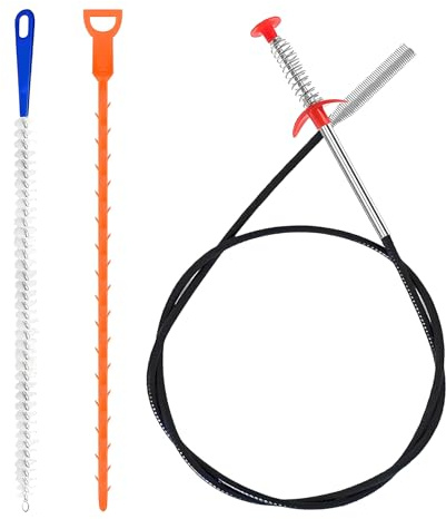 Stura Lavandini e Scarichi, Flessibile Forte Sbloccatore di Scarico, Spazzole Pulizia Professionali, Riutilizzabile Spazzola Pulizia Tubi,per Cucine Vasche Bagno Servizi Igienici Fognature (3 IN 1)