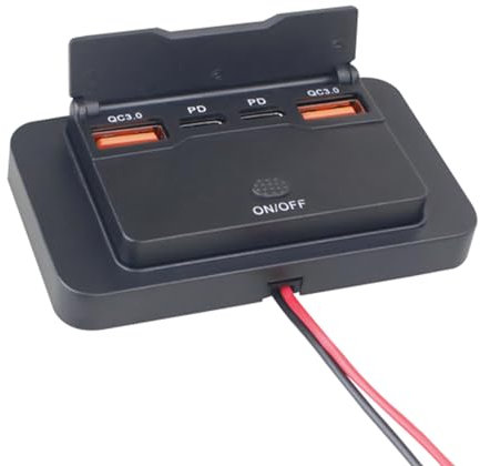 Double USB Quick Charges Socket With Power Switches USB Charges Fast Charging Adapter For 12V/24V Vehicles Boats Double PD Quick