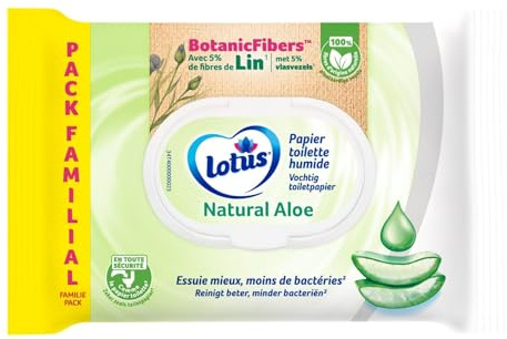 LOTUS – Lingettes Humides Aloe Vera Douceur Apaisante, Nettoyage Frais et Confort (Paquet 80) - Le lot de 3