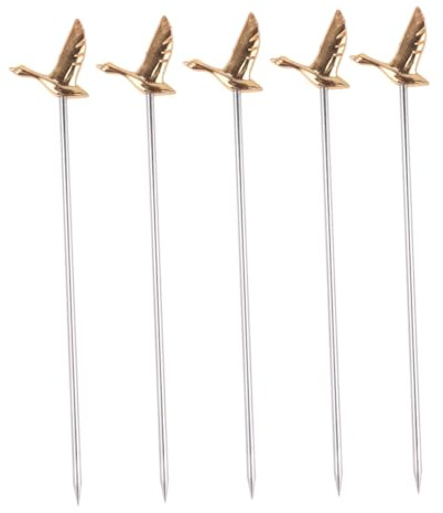 TOYZFRIENDY 5 Pièces Fourchettes Fruits Acier Inoxydable Bâtons Brochette Cocktail Dorés Fourchettes Salade Solides pour Apéritifs et Desserts Adaptées et Bars