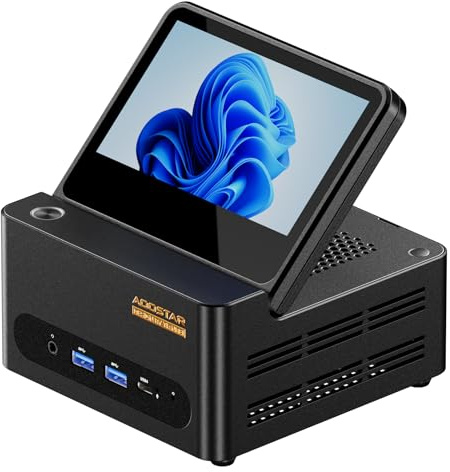 AOOSTAR mini pc,ryzen ai 9 HX 370 gaming PCs,5 inch HD moniter desktop computer, 32G DDR5 RAM 1TB M.2 PCIE4.0 SSD (up to 8TB) micro pc, wifi7 / Oculink / USB4*2/2.5G RJ45*2 /4K-240Hz 3-Display/HDMI
