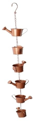 ERETYRET Kupferbeschichtetes Regenketten-Set, Kleiner Wassertopf, Blumentopf, Garten Im Freien, Hof, Straße, Hängekorb for Den Innenbereich, Zubehör Einfache Installation