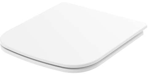 SREWOHS PRO Asiento de WC Cuadrado Softclose Blanco, Tapa de WC Duroplast Antirayaduras, Asiento Desmontable Quick Release, Fácil de Limpiar, Incluye plantilla de instalación, 42,3 x 36,1 cm