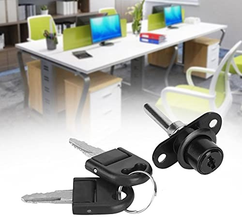 Eujgoov Schrankschloss, Schubladenschloss, Möbelschloss aus Zinklegierung mit Schlüsseln, 2-teiliges Büro-Sicherheitsschrankschloss für Schreibtisch, Aktenschublade, Kleiderschrank (19 mm schwarzes