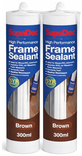 Frame Sealant Brown 300ml – Pack of 2 | Flexible Weatherproof Sealant for Window & Door Frames | Interior & Exterior Gap Sealing