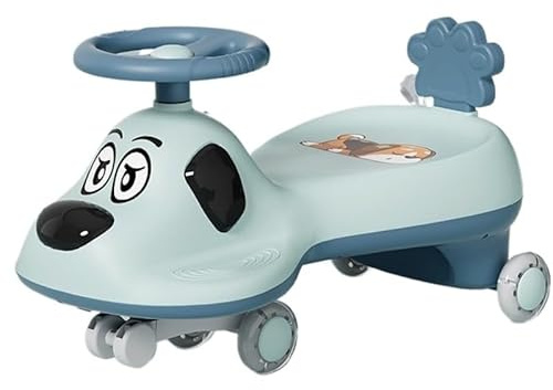 laufrad Wackelauto mit Musiklicht, Überschlagschutz, Schaukelauto, leises Blinkrad, Dreh- und Wackelbewegung for Lenken, for Kinder ab 2 Jahren autoscooter(Bleu,Flashing Wheel)