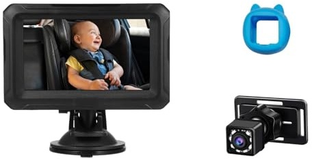 SIXRUN Miroir de Voiture pour bébé, Caméra de Vision Nocturne de 4,3 Pouces, Moniteur pour bébé 1080P pour Sièges d'auto Orientés vers l'arrière