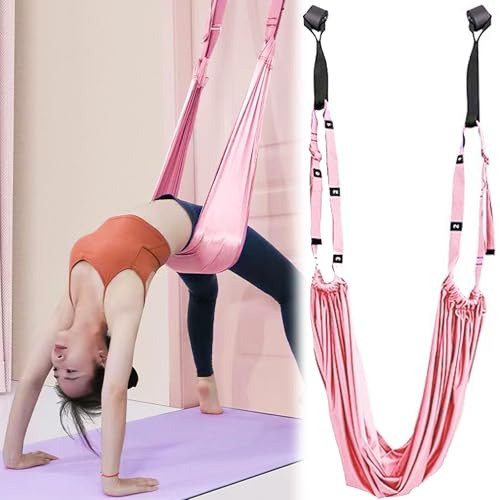 MINGZE Yoga-Dehnungsgurt, Yoga-Gurte zum Dehnen, verstellbarer Beinstrecker, Rückenbeugung, Aerial Seidenseil für Gymnastik, Tanz, Ballett, Pilates, Schwung, Dehnungsgurt, Türflexibilität Hängematte