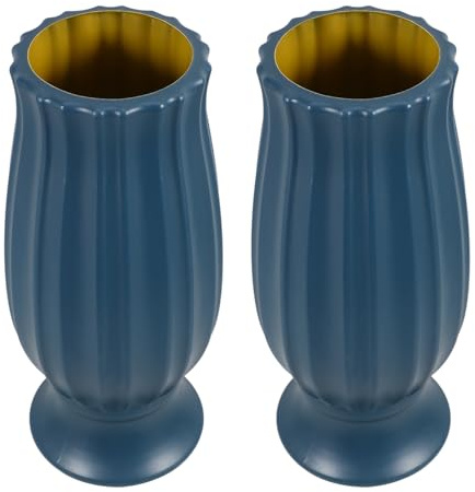 MINAOLULUS 2 Vasi Commemorativi da Cimitero in Plastica Resistente alle Intemperie, Portafiori Conico Navy Blue per Tombe Esterne, Vaso da Giardino per Fiori Artificiali, Facile