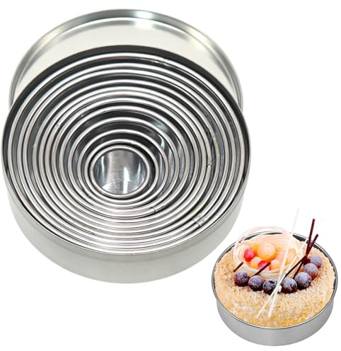 Pastry Cutters, 12Pcs Ring Scone Cutter, Round Cookie Cutter Set Stainless Steel Circle Biscuit Cutters for Pastry Donut Fondant Baking DIY Cake (12 Sizes)