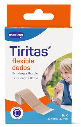 TIRITAS Flexible: Apósitos óptimoes para heridas en los dedos. Flexibles y adaptables; 20 x 120mm 16 unidades