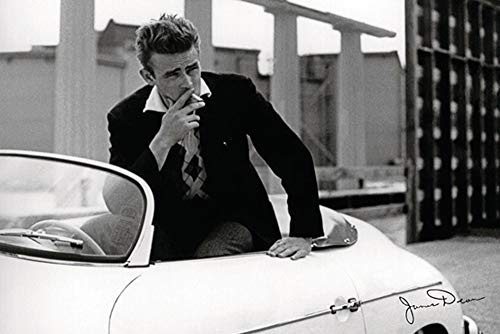 Close Up James Dean Poster (91,5cm x 61cm) + 2 St. transparente Posterleisten mit Aufhängung