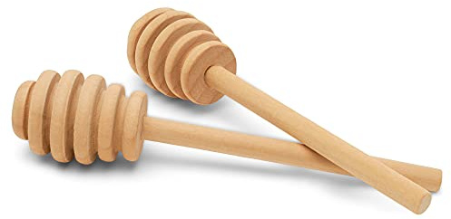 Wooden Honey Dipper Sticks, Honey Comb Wand Stirrers for Tea, Honeycomb Dripper Stir Spoons, Wood Dabber Combs Drizzler Sticks for Cake Pops, 4 Charcuterie Drizzle Dippers Pack of 6 by Woodpeckers