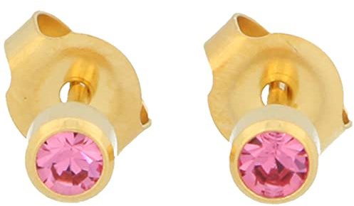 Erstohrstecker Chirurgenstahl vergoldet Sterile Ohrstecker 4mm Zarge mit Stein
