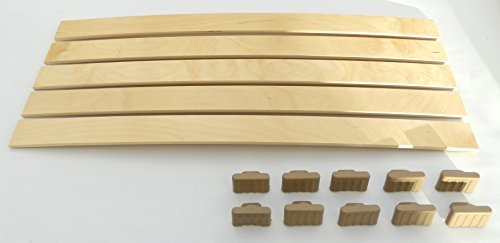 JUSNOVA Set: Federholzleisten (8x53mm) + Befestigungs Kappen zur Selbstmontage für Futon, Bett oder Caravan | Stärke/Höhe 8mm x Breite 53mm (10 Kappen 1003 + 5 Leisten (Länge 880mm))