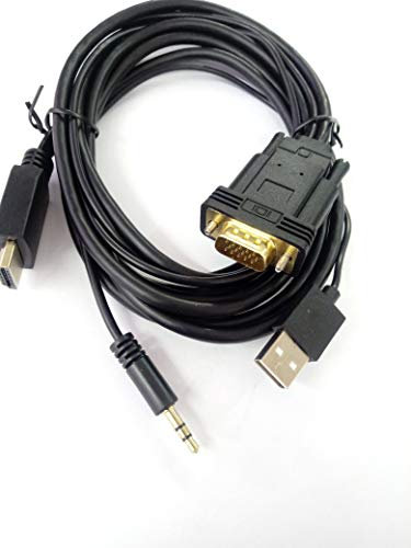 pieffe CONVERTITORE Adattatore da HDMI A VGA 1080p HDTV PC + Cavo Jack Audio 3.5mm Nero 2 MT