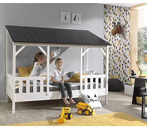 Lomadox Kinder- Hausbett mit 90 x 200 cm Liegefläche