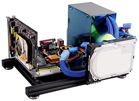 Caja para PC Open Air para Mini-ITX 170 × 170 mm, Caja con Marco Abierto para Bricolaje Mini ITX Computer Test Bench Banco de Prueba para PC Open Air, aleación de Aluminio, Negro