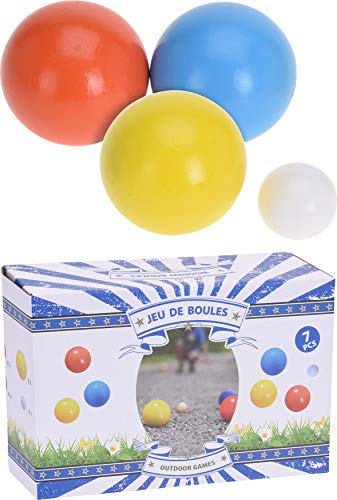 Boccia Spiel Jeu De Boules 7 teilig Holz 6 Kugeln + Zielkugel