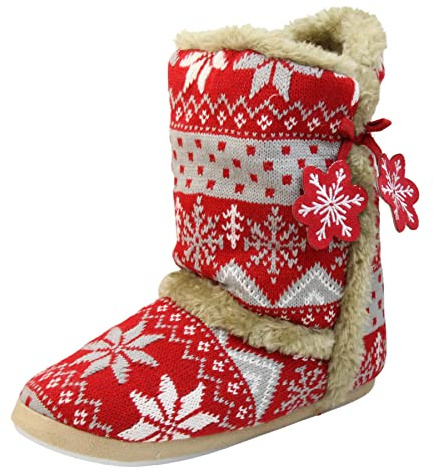 Dunlop Ladies Slippers Nordic Slippers Girls Comfy Warm Faux Fur Slipper Boot Slippers Women Bootie Scandinavian Slouch Bootees Fluffy Slippers House Shoes Womens Boot Slippers 3-4