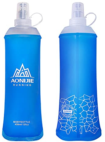 Running Réservoir Flasque Gourde Souple Pliable Bouteille d'eau Souple en pour Sac d'hydratation Randonnée Marathon 250/450/500ml (450ML)