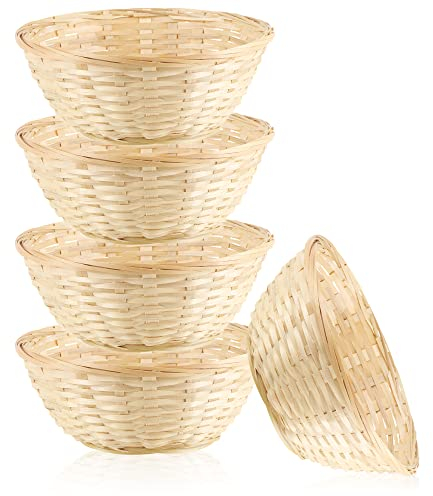 COM-FOUR® 5x Cestini di rafia di colore naturale per la decorazione pasquale - Nido di Pasqua - Cestino per uova di Pasqua, panini, snack e chiavi (Cestino per bastoncini - 5 pezzi)