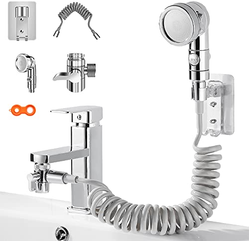 Gobesty Doccetta Per Lavandino, Set Soffione, Doccia per Lavabo Con 3 Modalità Di Spruzzo, Set Doccino, doccetta bagno con Tubo Telescopico perfetto per lavare i capelli o pulire il lavandino
