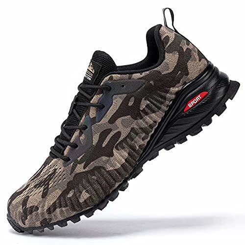 Kricely Men's Trail Running Shoes Fashion Hiking Sneakers for Men Camo Tennis Cross Training Shoe Mens Casual Outdoor Walking Footwear Size 10.5