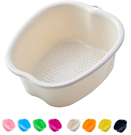 AXLOFO® Grande Bassine Plastique - Spa Bain de Pied Bassin, Baignoire de Soins Des Pieds pour Pédicures/Détox/Massage pour Relaxant, Grand Bol 37cm/14,5 (white)