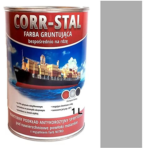 CORR-STAL Metallschutzlack, Rostschutzfarbe, Metallfarbe außen, Grundierung gegen Rost, Farbe für Metall, Rostschutzgrundierung Korrosionsschutz, Metallack, Aluminium-Zink. (1 Liter, Grau)