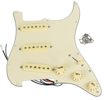 FLEOR Alnico V SSS 3-Layer Wire Pickguard Scratchplate Backplate with Zinc Plated Pickup Kit for ST Electric Guitars Replacement Cream 3 Layers