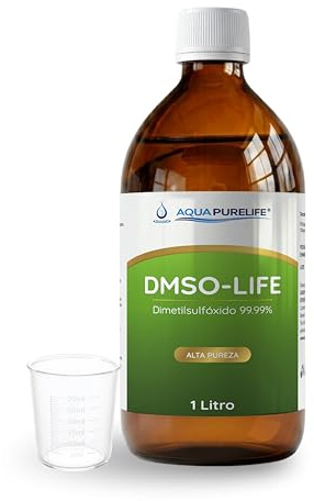 AQUAPURELIFE® DMSO 99,9 % rein, unverdünnt, 1000 ml, 1 l, konzentriertes Dimethylsulfoxid-Konzentrat, pharmazeutische Qualität, Ph.EUR, professionelles Format, Glasflasche, Bernsteinglas