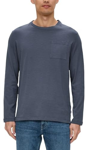 s.Oliver Herren 2138668 Langarmshirt mit Flammgarnstruktur, 5777 blau, M