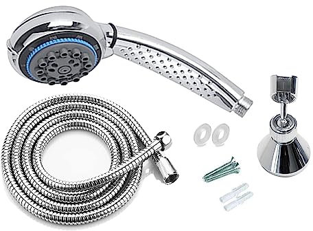 Kippen 5207 Kit Positano Composto da: Soffione Multigetto con Funzione Anticalcare, Flessibile Doccia e Supporto in Plastica per Attacco a Parete