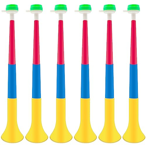 6 PCS Plastic Collapsible Stadium Horns, Collapsible Air Horns Noisemaker for Sporting Events Football Games Graduation School Sports Party Decorations Supplies Favors (Random Color Matching)