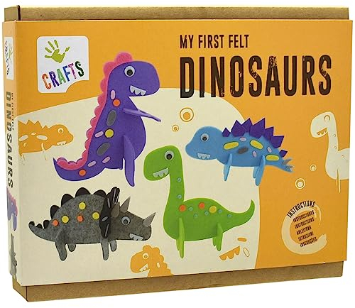 Krause & Sohn Dinosaurier Bastel-Set aus Filz mit Wackelaugen 4 Stück für Kinder Spielzeug Bastel- und Kreativ-Set