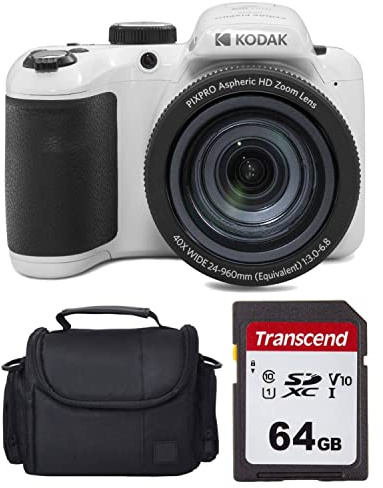 Kodak Pixpro AZ405 - Set di 3 fotocamere digitali con scheda di memoria da 64 GB e custodia per fotocamera, colore: Bianco
