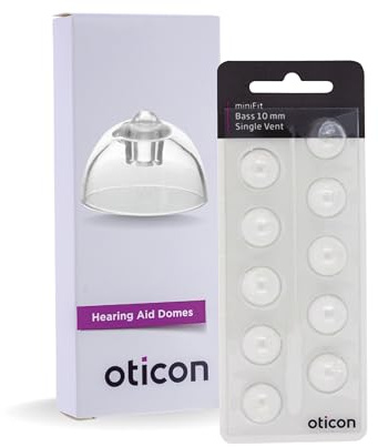 Oticon MiniFit Bass Single Vent (10mm - Large) 10 Domes, Genuine OEM Denmark Replacements, Oticon Hearing Aid Domes for Oticon Bernafon Sonic Philips Hearing Aids Supplies - 1 Pack / 10 Domes Total