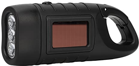 Psytfei Lampe de Poche Solaire Lampe Torche à Manivelle LED rechargeable Flashlight Les Activité en Plein Air Lampe d'urgence pour le Camping, le hicking, l’automne et le survivalisme (noir)