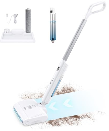 iDOO Hartbodenreiniger, Elektrischer Bodenwischer, Kabelloser Wischmopp mit 2 rotierenden Mikrofaserwalzen, Selbstreinigung & LED-Anzeige, Ideal zum Reinigen aller Arten von Flüssigen Flecken